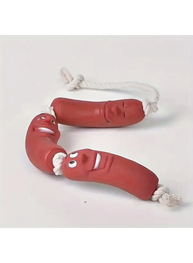 ألوان متنوعة لعبة مضغ تفاعلية للكلاب على شكل سجق سيليكون متين لعبة حيوان أليف للجراء - Image 1